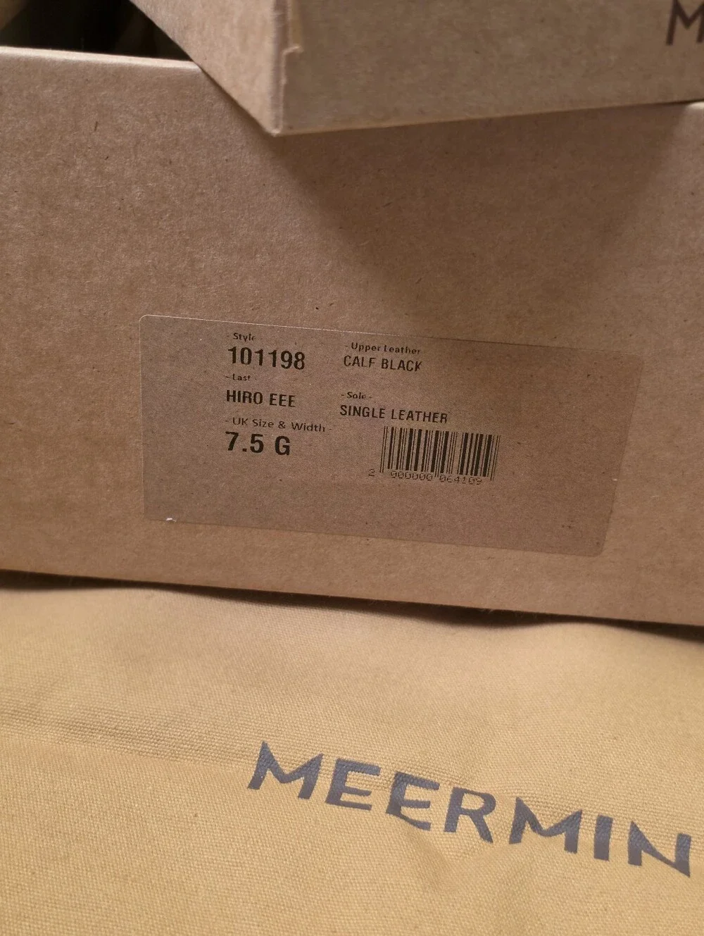 Meermin 101198 Black Oxford Dress Shoes UK 7.5 G / US 8.5 3E Wide calf Leather